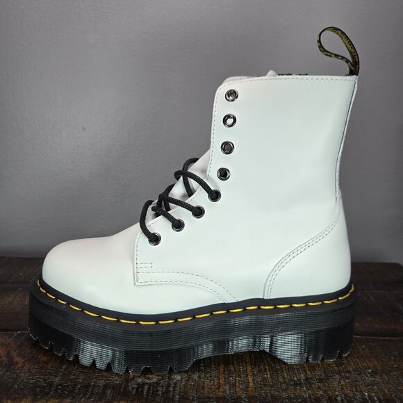 NEW Dr Doc Martens Jadon Womens Size 7 Platform Leather Combat Boots White Black - Picture 7 of 13
